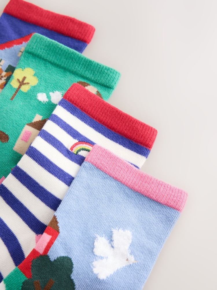 متعدد الألوان - Cotton Rich House Ankle Socks 4 Pack - Image 3 of 3