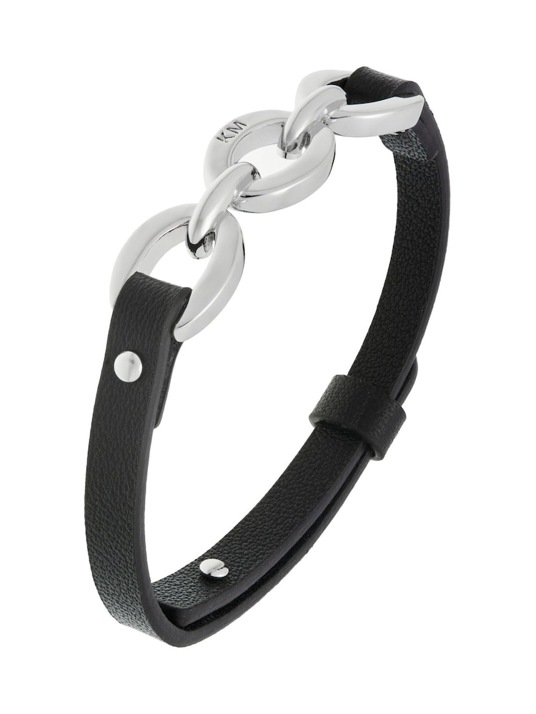 Karen Millen Chain Link Leather Bracelet - Image 2 of 5