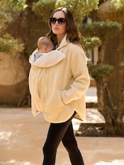 Seraphine Cream Borg Maternity & Baby-Wearing 3-in-1 Fleece Jacket - Image 1 of 7