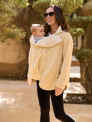 Seraphine Cream Borg Maternity & Baby-Wearing 3-in-1 Fleece Jacket - Image 2 of 7