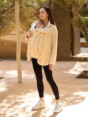 Seraphine Cream Borg Maternity & Baby-Wearing 3-in-1 Fleece Jacket - Image 3 of 7