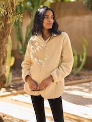 Seraphine Cream Borg Maternity & Baby-Wearing 3-in-1 Fleece Jacket - Image 5 of 7