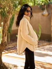 Seraphine Cream Borg Maternity & Baby-Wearing 3-in-1 Fleece Jacket - Image 6 of 7