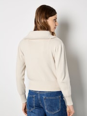 Apricot Natural Double Zip Ribbed Knit Cardigan - Image 2 of 4