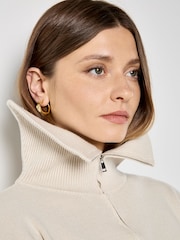 Apricot Natural Double Zip Ribbed Knit Cardigan - Image 4 of 4