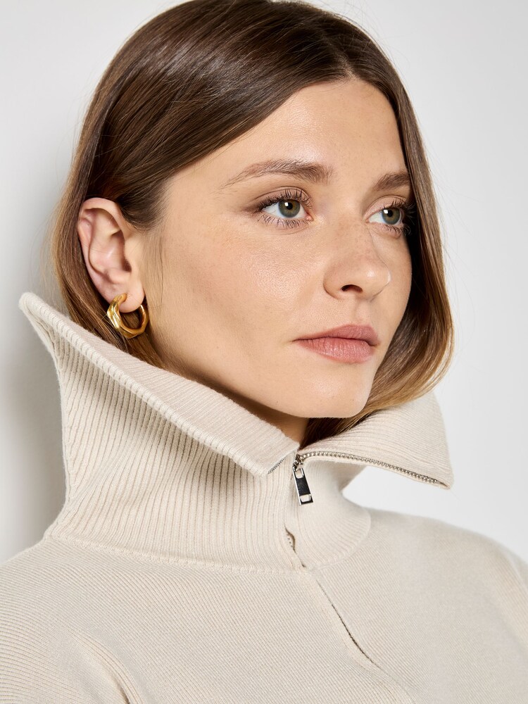 Apricot Natural Double Zip Ribbed Knit Cardigan - Image 4 of 4