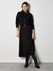 Apricot Black Double Zip Ribbed Knit Cardigan - Image 3 of 5