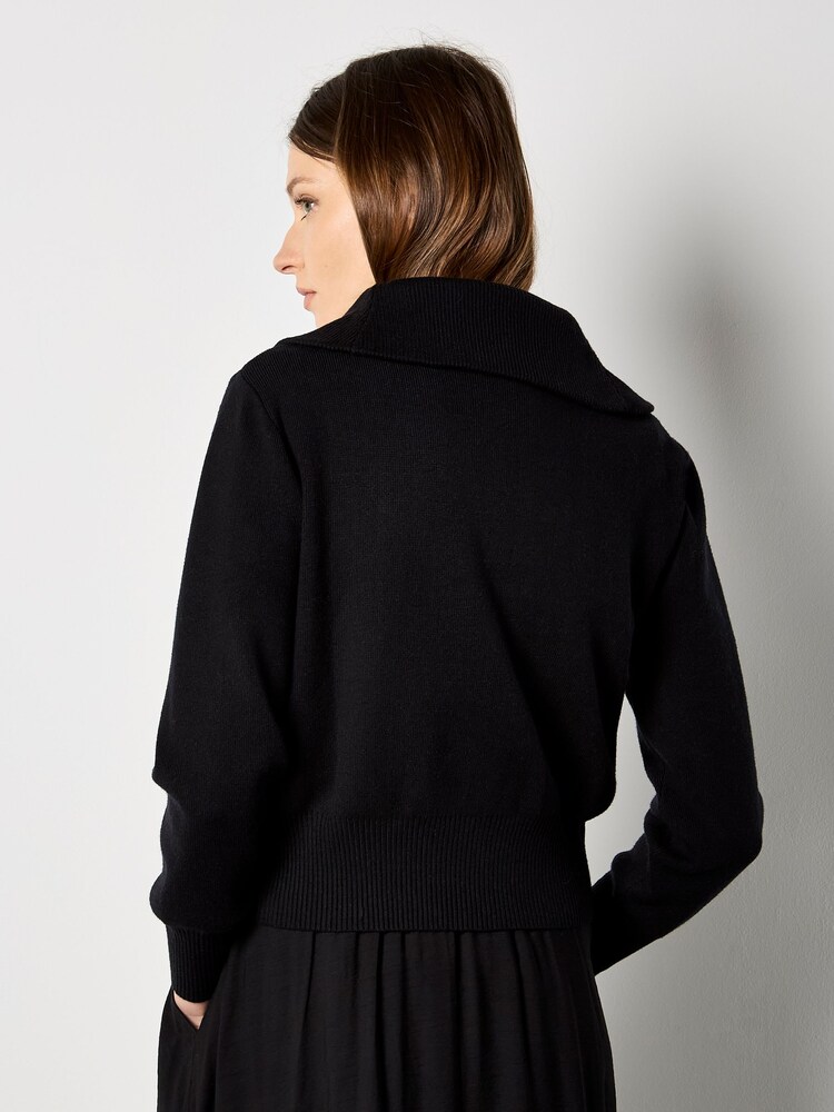 Apricot Black Double Zip Ribbed Knit Cardigan - Image 5 of 5