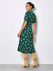 Apricot Green Floral Print Midi Dress - Image 2 of 5