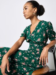 Apricot Green Floral Print Midi Dress - Image 3 of 5