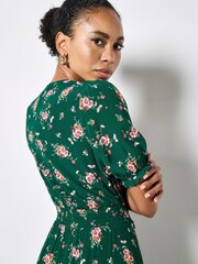 Apricot Green Floral Print Midi Dress - Image 4 of 5