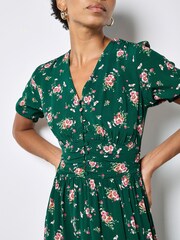 Apricot Green Floral Print Midi Dress - Image 5 of 5