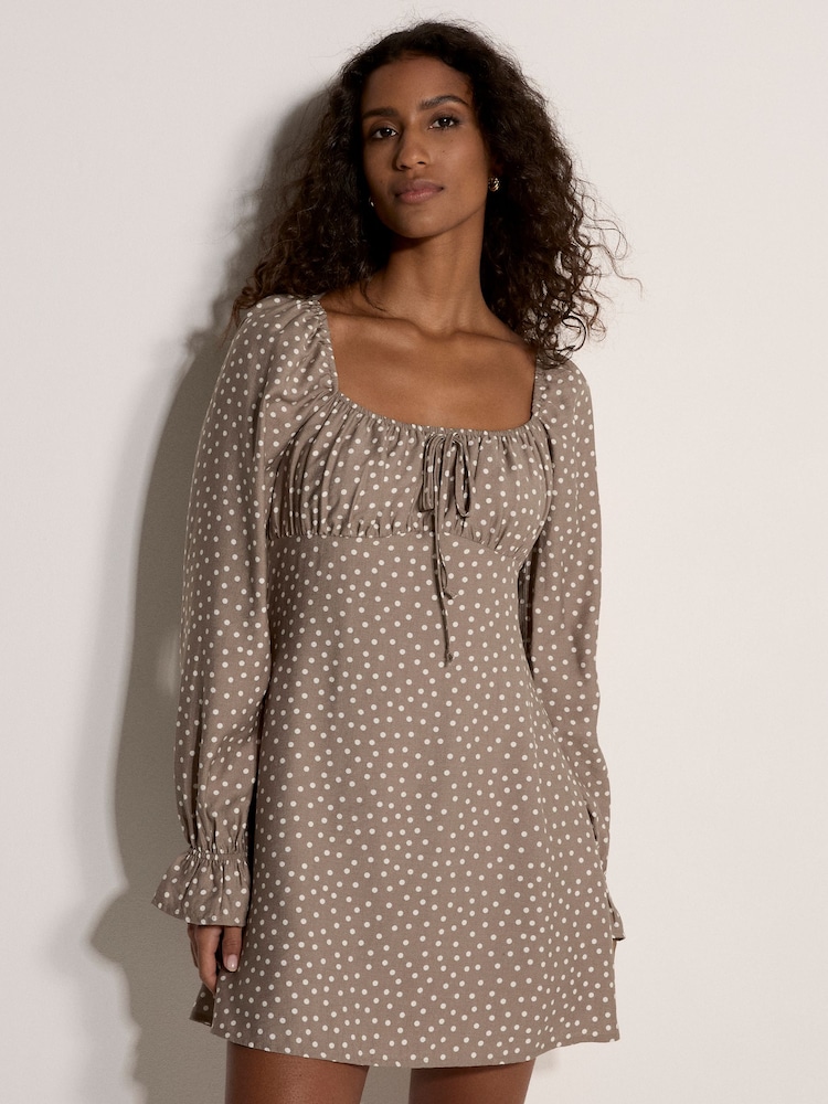 Natur - Apricot Polka Dot Milkmaid Mini Dress - Bild 1 von 5