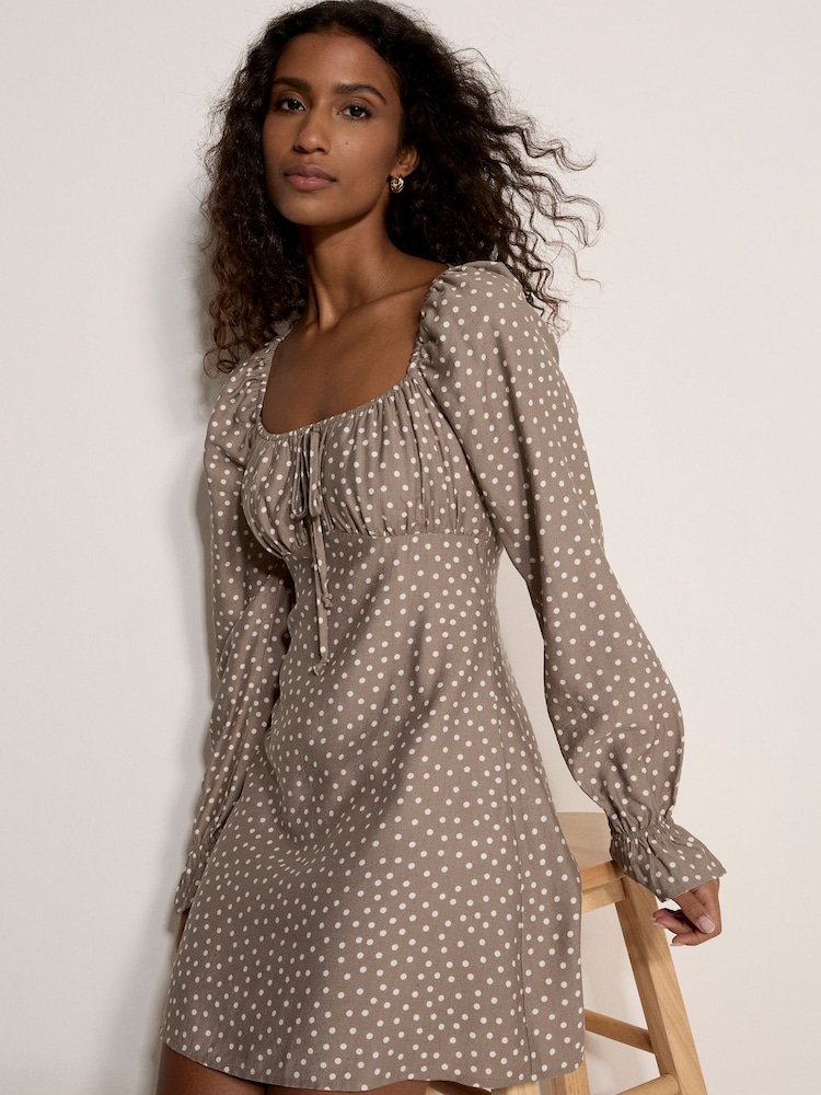 Natur - Apricot Polka Dot Milkmaid Mini Dress - Bild 5 von 5