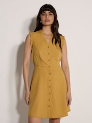 Apricot Yellow Ruffle Button-Down Mini Dress - Image 1 of 4