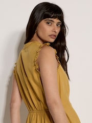 Apricot Yellow Ruffle Button-Down Mini Dress - Image 3 of 4