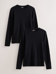 Black Long Sleeve Thermal Tops 2 Pack - Image 1 of 9