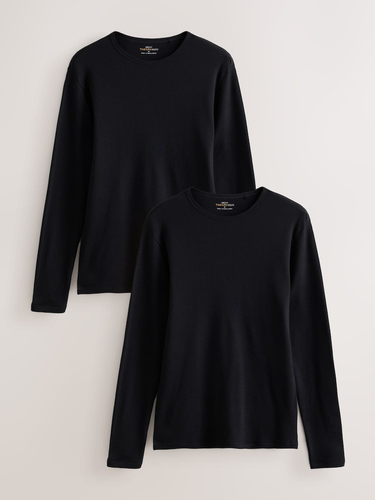 Black Long Sleeve Thermal Tops 2 Pack - Image 1 of 9 Black Long Sleeve Thermal Tops 2 Pack - Image 1 of 9