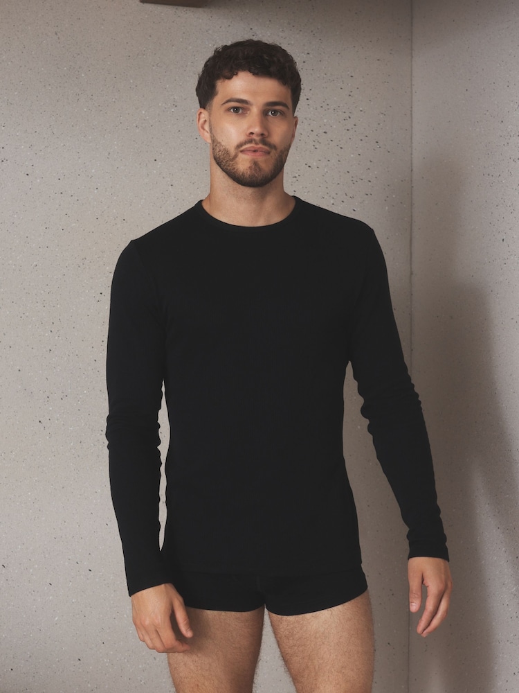 Black Long Sleeve Thermal Tops 2 Pack - Image 2 of 9 Black Long Sleeve Thermal Tops 2 Pack - Image 2 of 9