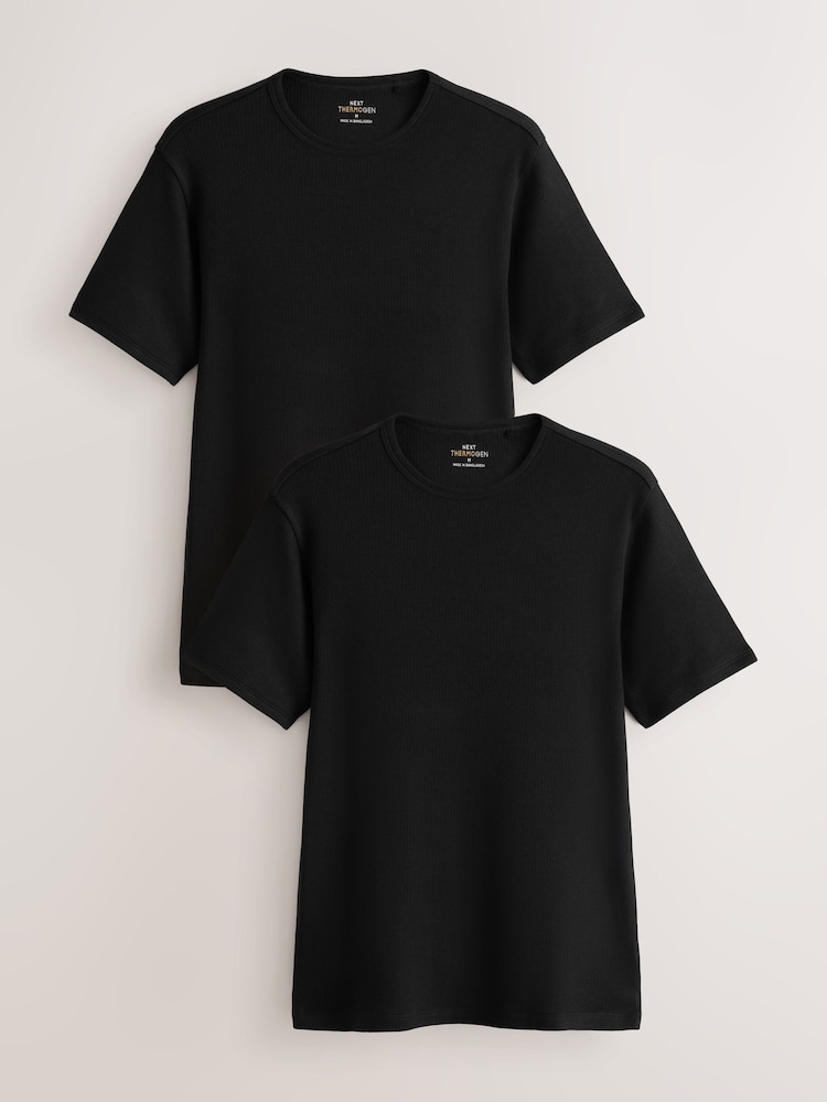 Black Short Sleeve Thermal Tops 2 Pack - Image 1 of 9 Black Short Sleeve Thermal Tops 2 Pack - Image 1 of 9