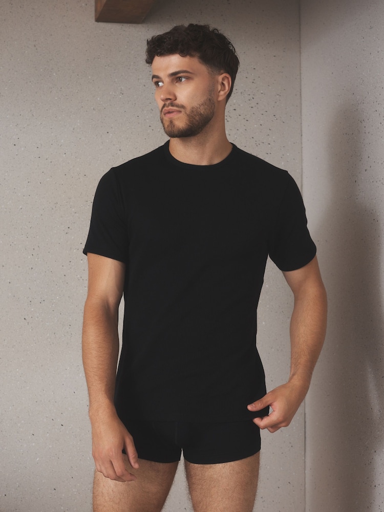 Black Short Sleeve Thermal Tops 2 Pack - Image 2 of 9 Black Short Sleeve Thermal Tops 2 Pack - Image 2 of 9