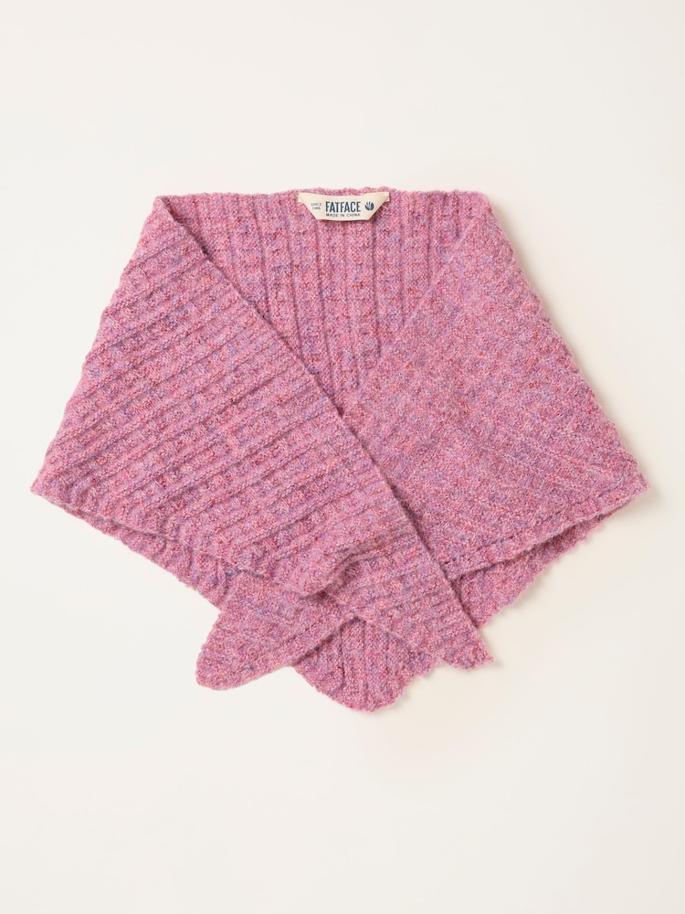 FatFace Pink Ribbed Triangle Scarf - Image 1 of 3 FatFace Pink Ribbed Triangle Scarf - Image 1 of 3