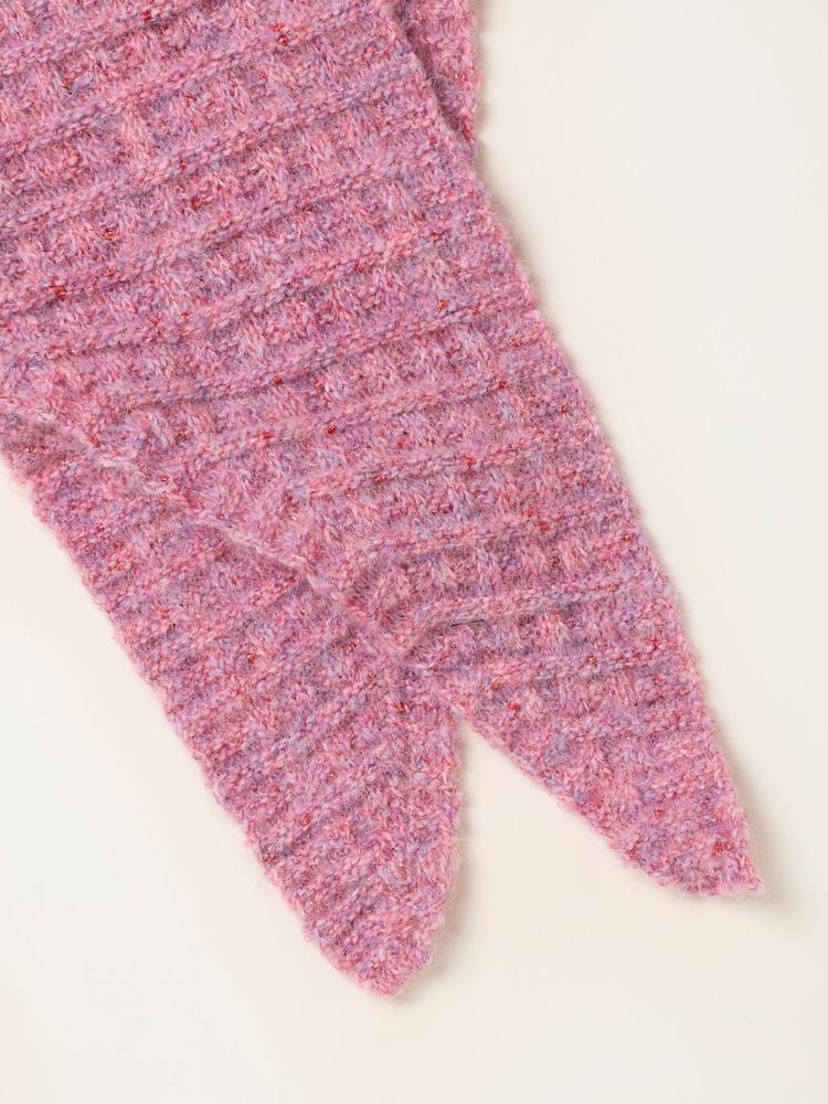 FatFace Pink Ribbed Triangle Scarf - Image 3 of 3 FatFace Pink Ribbed Triangle Scarf - Image 3 of 3