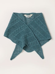 FatFace Teal Blue Pointelle Triangle Scarf - Image 1 of 3