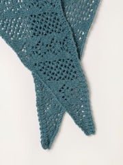 FatFace Teal Blue Pointelle Triangle Scarf - Image 3 of 3