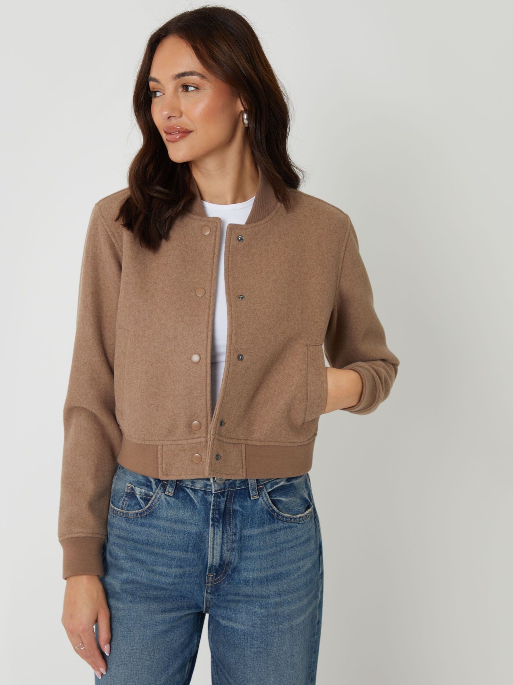 Buy Threadbare Brown Faux Wool Bomber Jacket from Next Gibraltar