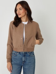 Threadbare Brown Faux Wool Bomber Jacket - Image 3 of 5