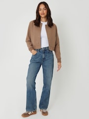 Threadbare Brown Faux Wool Bomber Jacket - Image 5 of 5