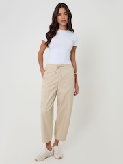 Threadbare Cream Curved Seam Barrel Leg Trousers - Image 1 of 4