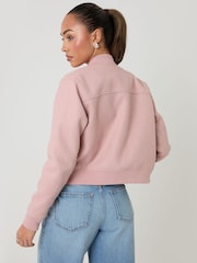 Threadbare Pink Faux Wool Bomber Jacket - Image 2 of 4