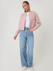 Threadbare Pink Faux Wool Bomber Jacket - Image 3 of 4