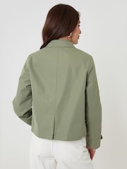 Threadbare Green Cropped Hooded Trench Coat - Image 2 of 5