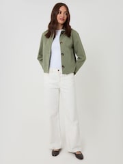 Threadbare Green Cropped Hooded Trench Coat - Image 3 of 5