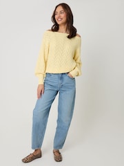 Threadbare Yellow Slash Neck Knitted Jumper - Image 3 of 5