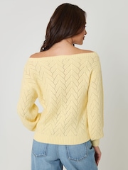 Threadbare Yellow Slash Neck Knitted Jumper - Image 5 of 5