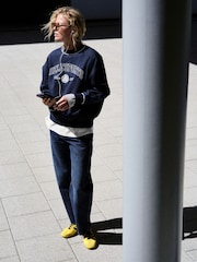 self. Navy Slogan Crew Neck Sweatshirt - Image 2 of 8