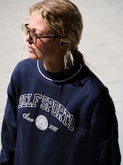 self. Navy Slogan Crew Neck Sweatshirt - Image 3 of 8