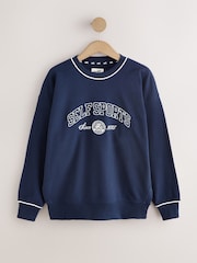 self. Navy Slogan Crew Neck Sweatshirt - Image 6 of 8