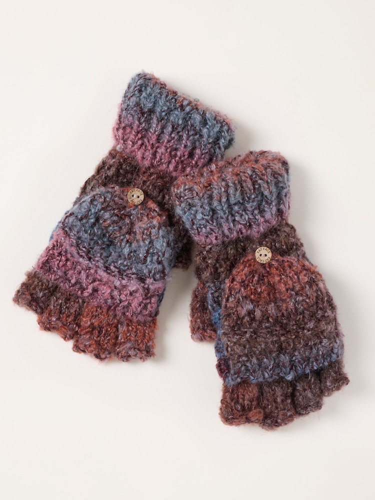 FatFace Teal Blue Space Dye Overflap Mittens - Image 1 of 3 FatFace Teal Blue Space Dye Overflap Mittens - Image 1 of 3