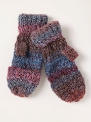 FatFace Teal Blue Space Dye Overflap Mittens - Image 2 of 3