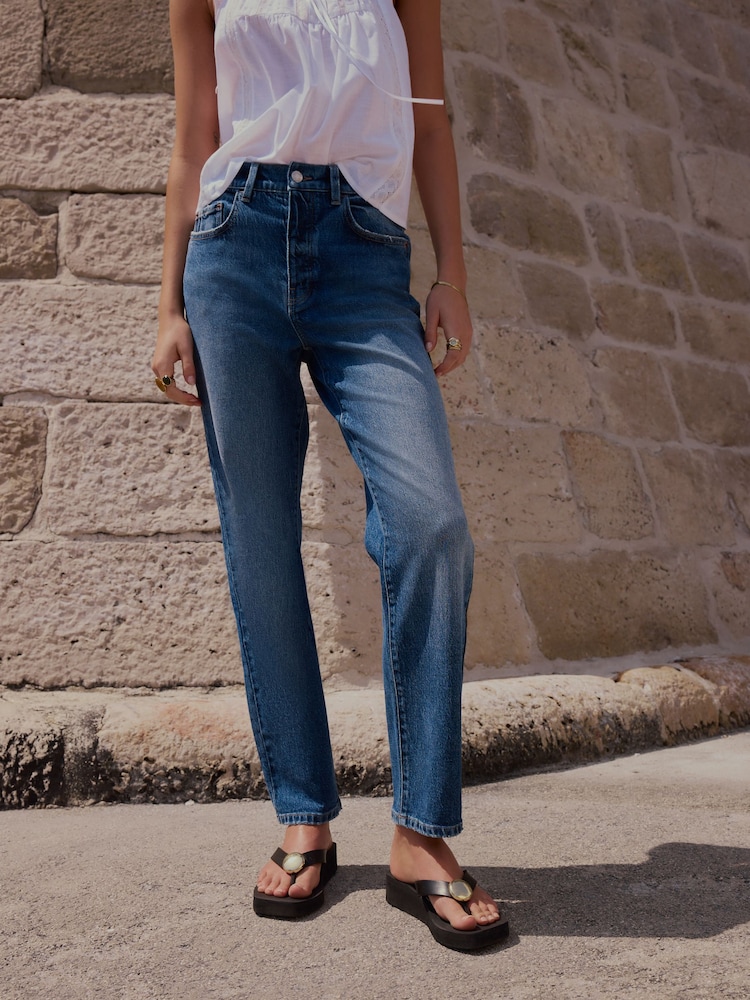 Mid Blue Stovepipe Straight Leg Jeans - Image 2 of 5 Mid Blue Stovepipe Straight Leg Jeans - Image 2 of 5