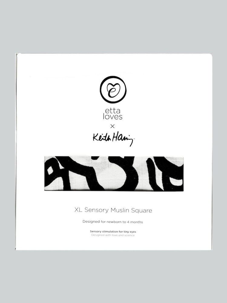 Etta Loves Black Keith Haring Sensory Extra Large Muslin - Image 4 of 4