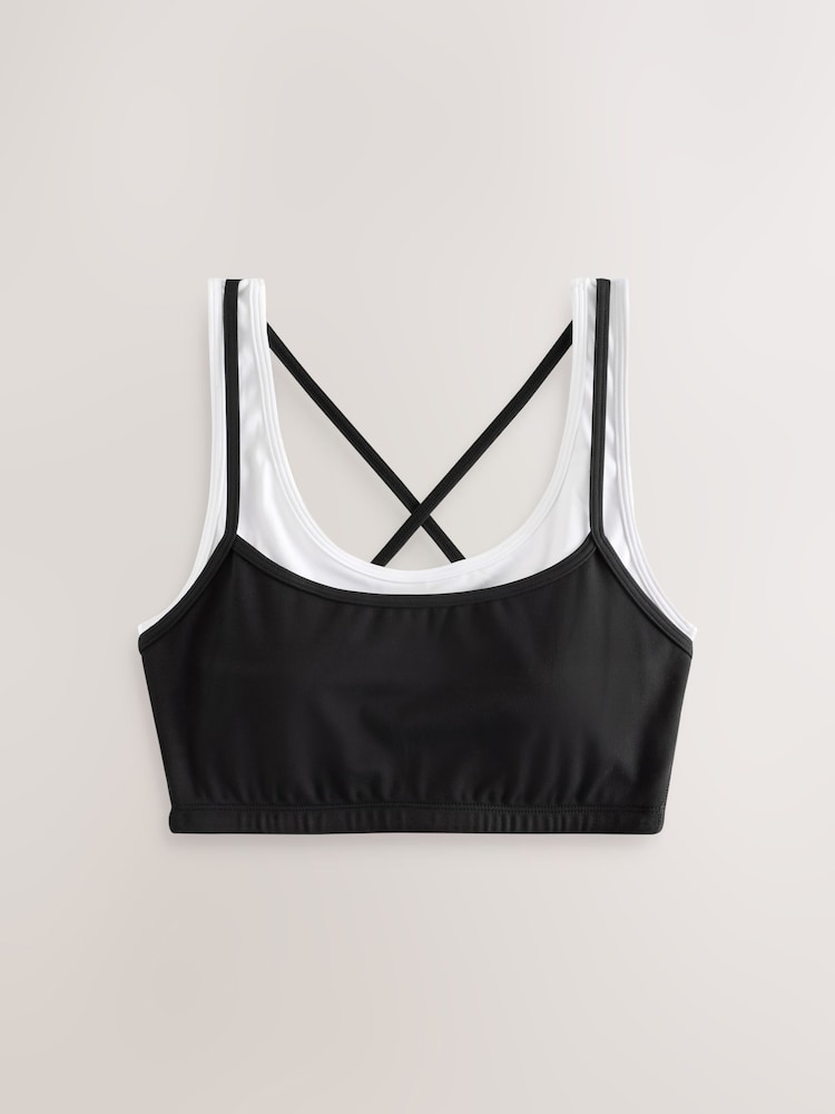 Nero - Reggiseno sportivo Active Balance con spalline incrociate sulla schiena e stratificati - Immagine 1 di 3