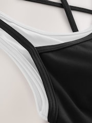 Nero - Reggiseno sportivo Active Balance con spalline incrociate sulla schiena e stratificati - Immagine 2 di 3