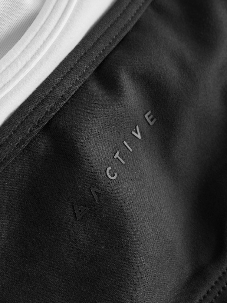 Nero - Reggiseno sportivo Active Balance con spalline incrociate sulla schiena e stratificati - Immagine 3 di 3