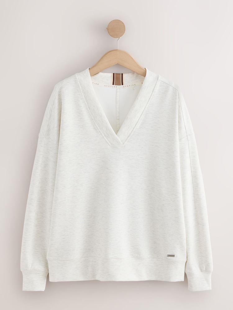 Grey Marl Active Modal V-Neck Jumper - Image 1 of 3 Grey Marl Active Modal V-Neck Jumper - Image 1 of 3